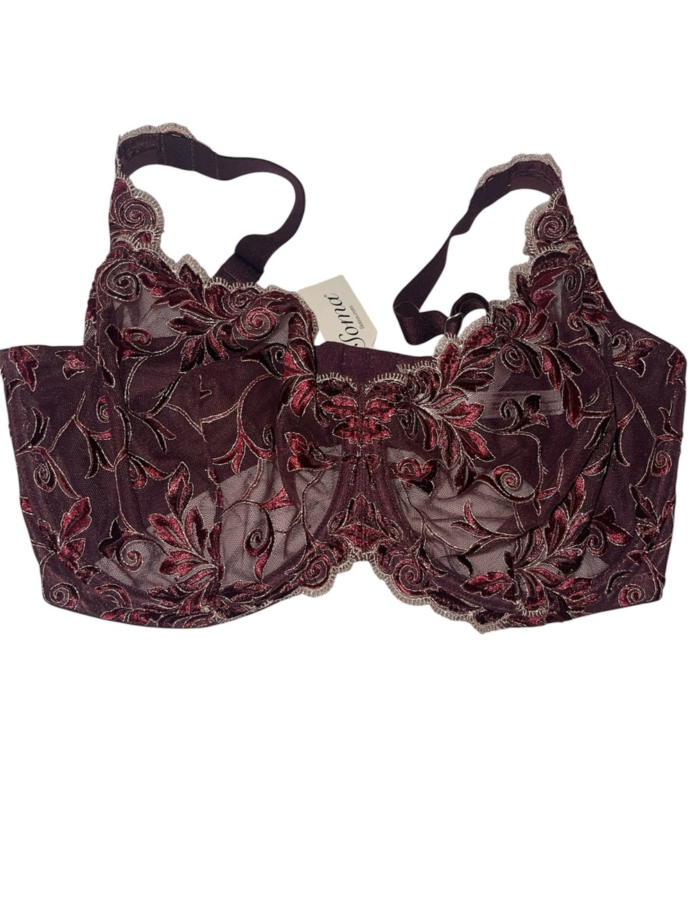 Soma Burgundy Embroidered Underwire Bra